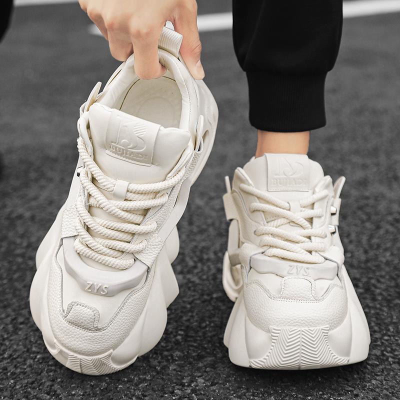 Fashion Luxury Men's White Casual Sneakers Comfortable Platform Shoes Men Designer Height Increasing Sneakers Men Casual Sports Shoes