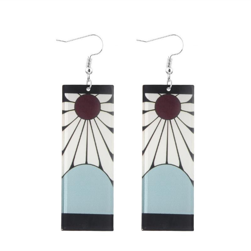 Boucles D'oreilles Tanjiro & Hanafuda En Acrylique - Cosplay Demon Slayer, Breath Of The Sun - 2 Paires - Pour Filles Et Femmes - 5