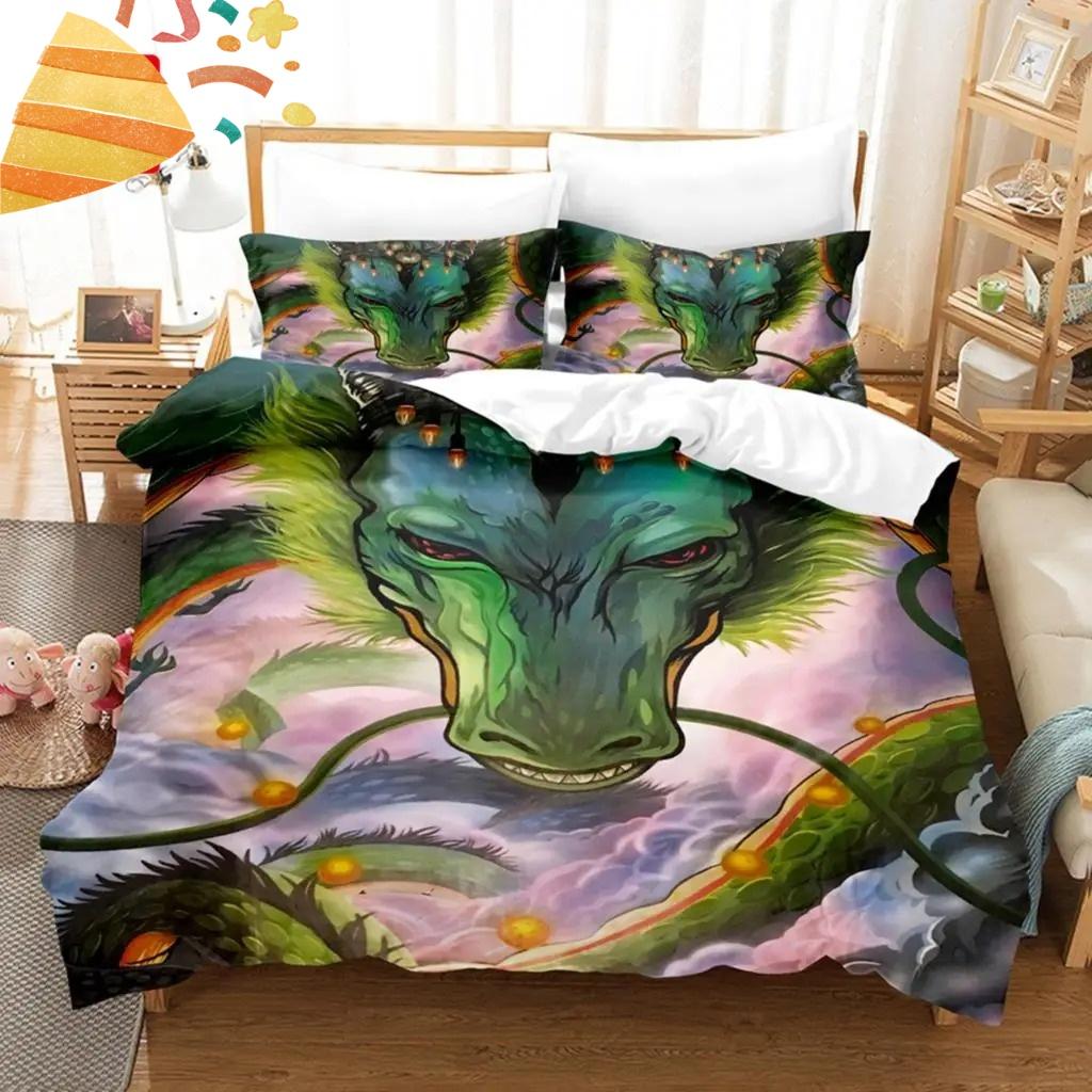 2026 Hot Sale Japanese Anime Dragon Ball Son Goku Bedding Set Quilt Cover Twin Full Bedroom Bed Decor for Teens Best Gifts