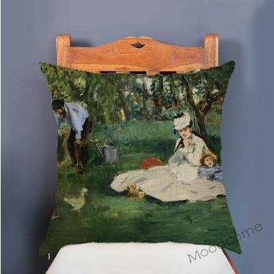 Edouard Manet World Famous Oil Painting Olympia Young Girls The Lunch Impressionism Sofa Pillow Case Gallery Art Cushion Cover