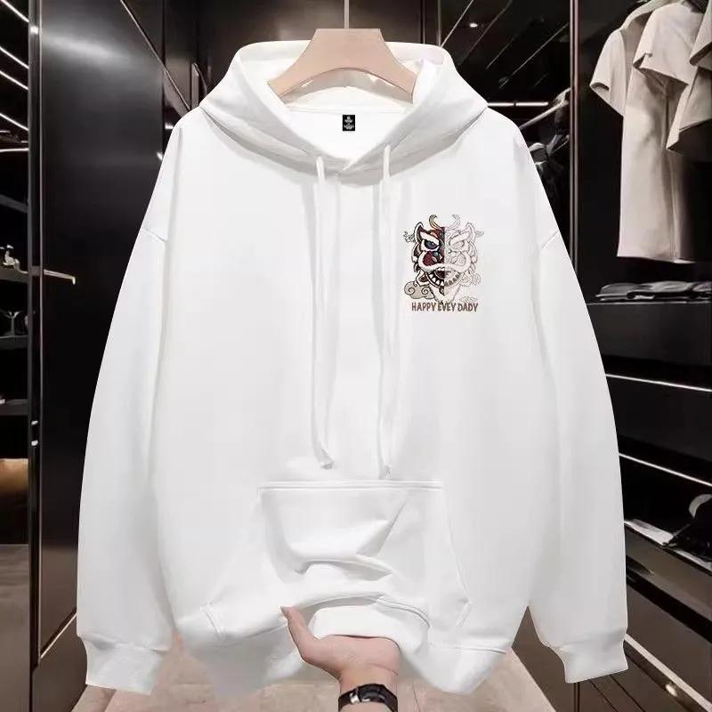 

Trendy Brand Hooded Sweatshirt Men 2026 New Autumn Loose Chinese Style Hooded Hoodie Top Coat M белый