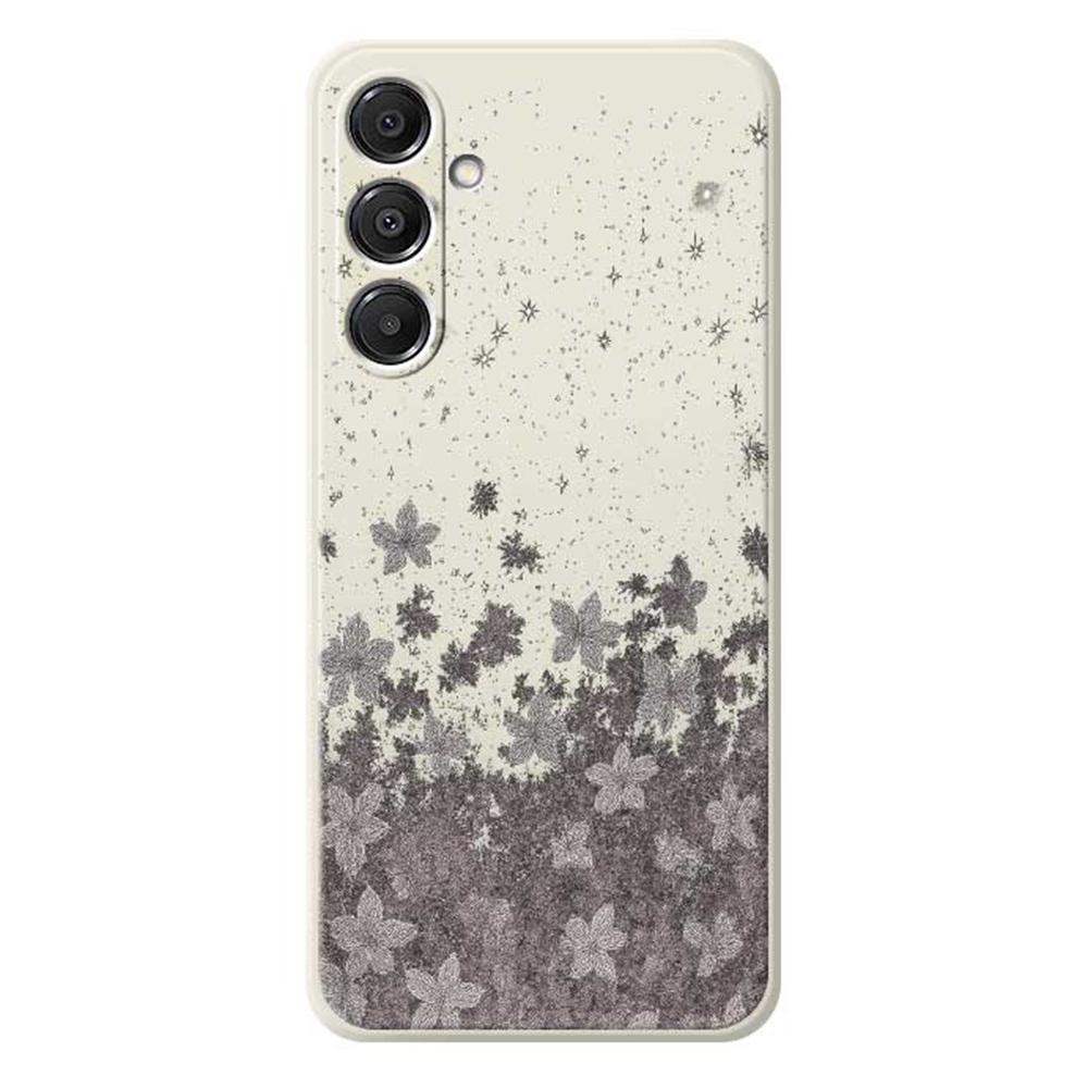 For Samsung Galaxy A16 5G/4G Case Grey Flowers Pattern Printing Straight Edge TPU Phone Back Cover
