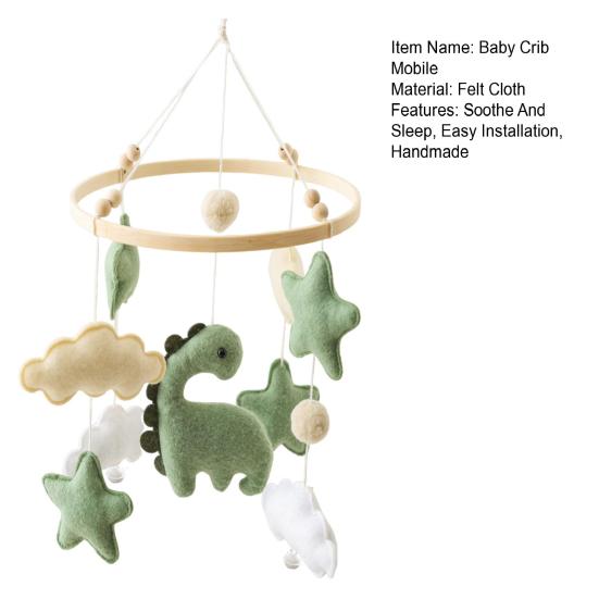 Baby Crib Mobile Dinosaur Cloud Stars Nursery Decor Handmade Felt Hanging