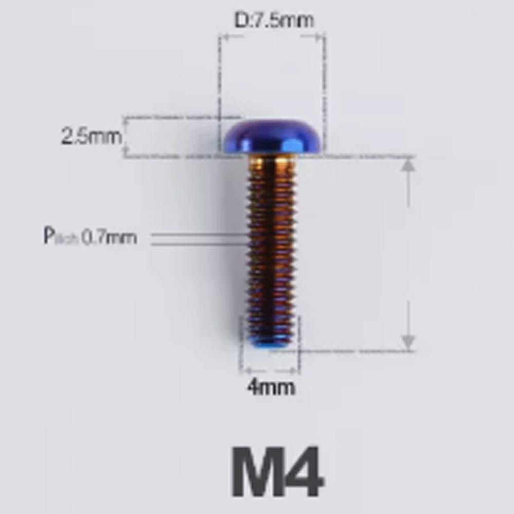 Multiple Color M4 x 6 8 10 12 16 18 20 25mm GR5 Titanium Alloy TC4 Mushroom T20 Torx Head Screw Bolt For Road bike