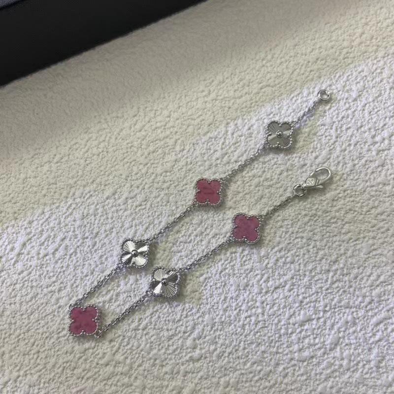 9MM Mini Six-flower Four-leaf Clover Bracelet White Mother-of-pearl Purple Chalcedony CNC Craft Simple and Versatile High-end Bracelet