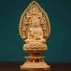 Yellow Poplar Wood Hand Carving Crafts, Western Three Saints' Chairs, Buddha Statue, Sitting Lotus Sculpture, Decoration, 1Pc