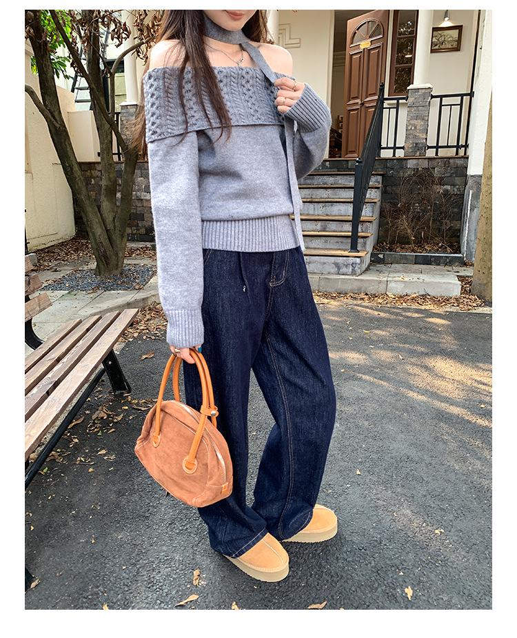 Chic One-Shoulder Long-Sleeve Knit Top for Women - 2025 Early Autumn