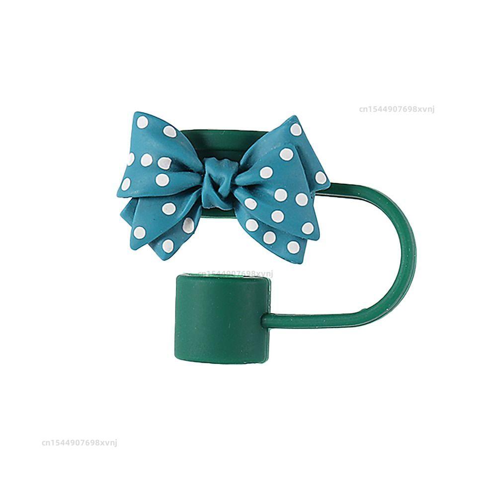 10cm Portable Spotted Bows Straw Tips Covers Good Sealing Dust-Proof Straws Topper Party Supplies Straw Tips Lids