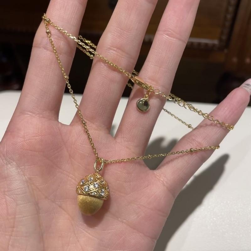 Light luxury charms wire drawing craft necklaces high-end fashion crystal vintage texture pinecone pendant collar chain jewelry