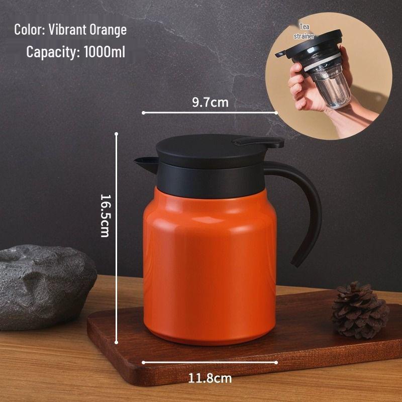 316 Stainless Steel Insulated Kettle with Tea Infuser - Compact Home or Office Hot Water Bottle