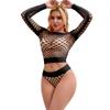 Set de lenjerie sexy din plasă cu mărime plus, cu plasă despărțită și design decupat