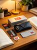 RAYBAN Leather Sunglasses Case Full Set, Portable Shockproof Eyeglass Storage Box with Box, Cleaning Cloth