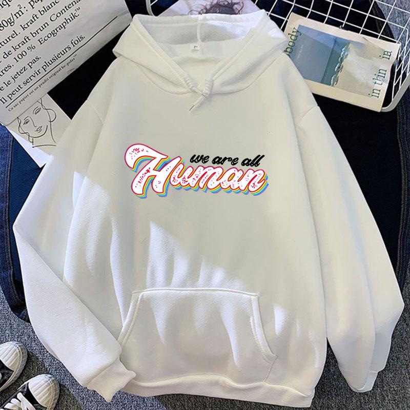 Fashion  Autumn And Winter We Are All Human Print Hoodie Sweater Men And Women Pullover Casual Top(Ship In 48 Hours)