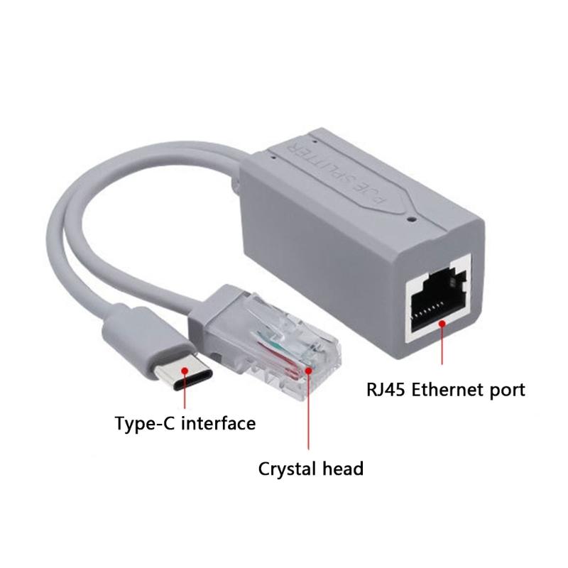 USB C PoE Splitter Converts 48V To 5V2.4A Power Supply For Gateways Ethernet Data And Power Supply Plugs and Play