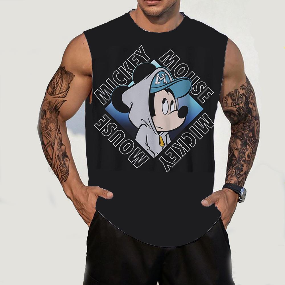 

Disney Mickey Mouse Men s Tank Top O-Neck Tank Top Casual Summer Sleeveless Large T-shirt Top Street Clothing S