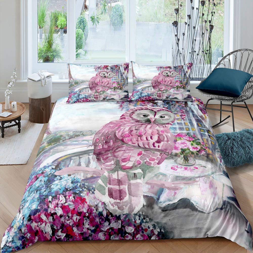Černá Sova Král Královna Povlak na Peřinu Měsíční Safari Pták Zvíře Ložní Souprava Krásný Divoký Život Povlak na Přikrývku Šedý Polyesterový Povlak na Přikrývku
