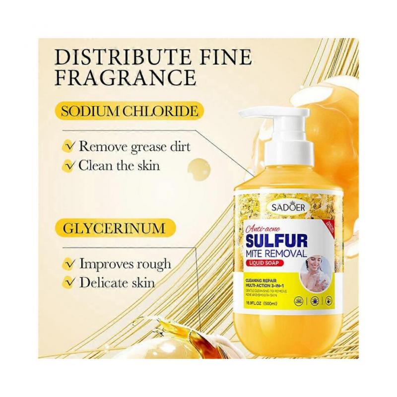 500ml Sterilisation Feuchtigkeitsspendend Super und Schwefel Duschgel Krätze Milben Fett Körperwaschlotion Bad Hautpflege Juckreiz
