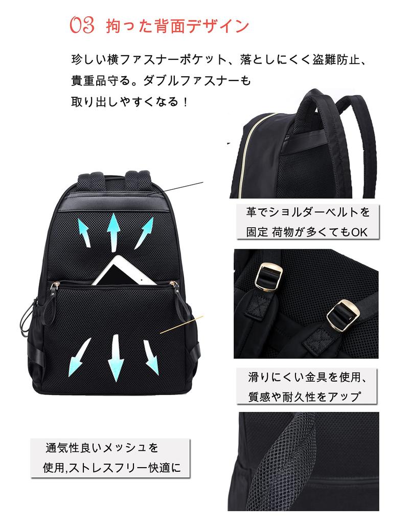 Improved 13 Large Back For Commuting to [zency] Women's Backpack, Pockets, Adults, Stylish, Cute, Waterproof, Capacity, A4, Lightweight, Nylon,