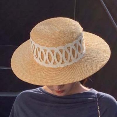 Summer Hats for Women Retro Flat   Hat Brim Hand-made Raffia Straw Hat Ladies Outdoor Sun Protection Beach Straw Hat