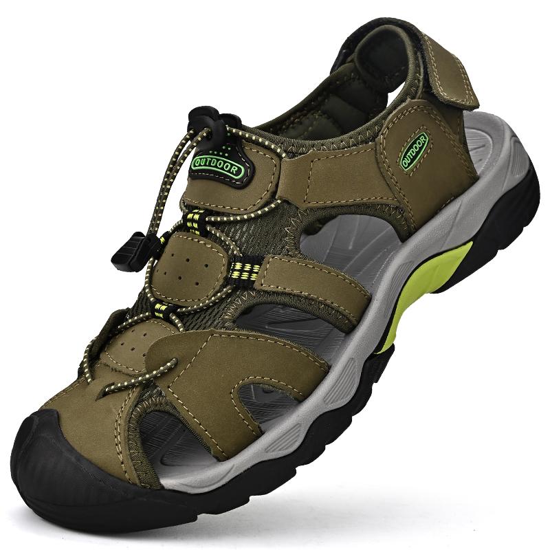 Fashion Summer Mens Casual Shoes Leather High Quality Non-Slip Outdoor Sandals Fashion Walking Beach Shoes for Men Breathable Mocassins