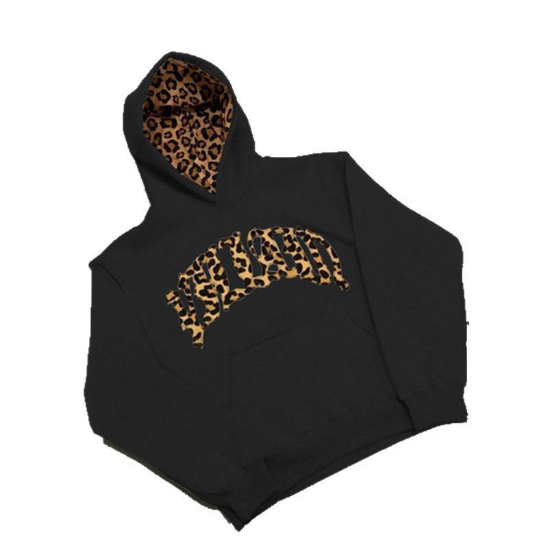 Y2K Streetwear Hoodie With Leopard Print Letter Graphic Loose Fit Unisex Long Sleeve Sweatshirt Winter