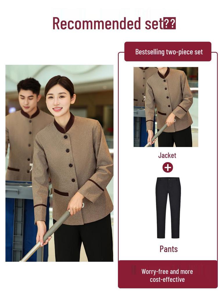 Women's Long Sleeve Hotel Cleaner Uniform Set for Autumn/Winter
