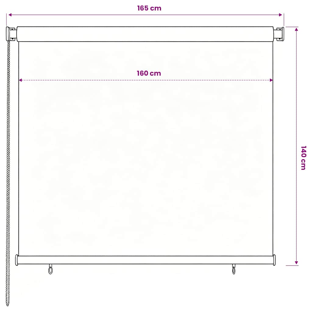 vidaXL Outdoor Roller Blind 165 (B.) X 140 (H) Cm Black