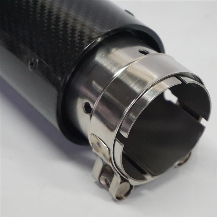 2Pcs Universal Glossy Black 100% Real Carbon Fiber Car Exhaust End Tips for BMW 2.5'' In, 3.2'' Out With Logo