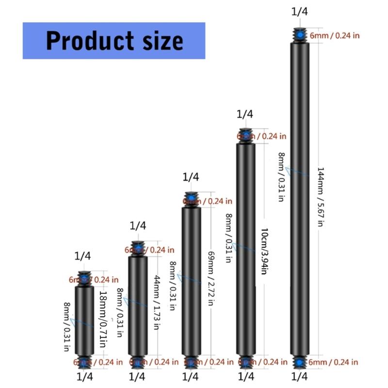 Male 1/4 Thread To Male 1/4inch Mount Connecting Screw for DSLR Camera Photo 24mm-144mm 8mm Rod