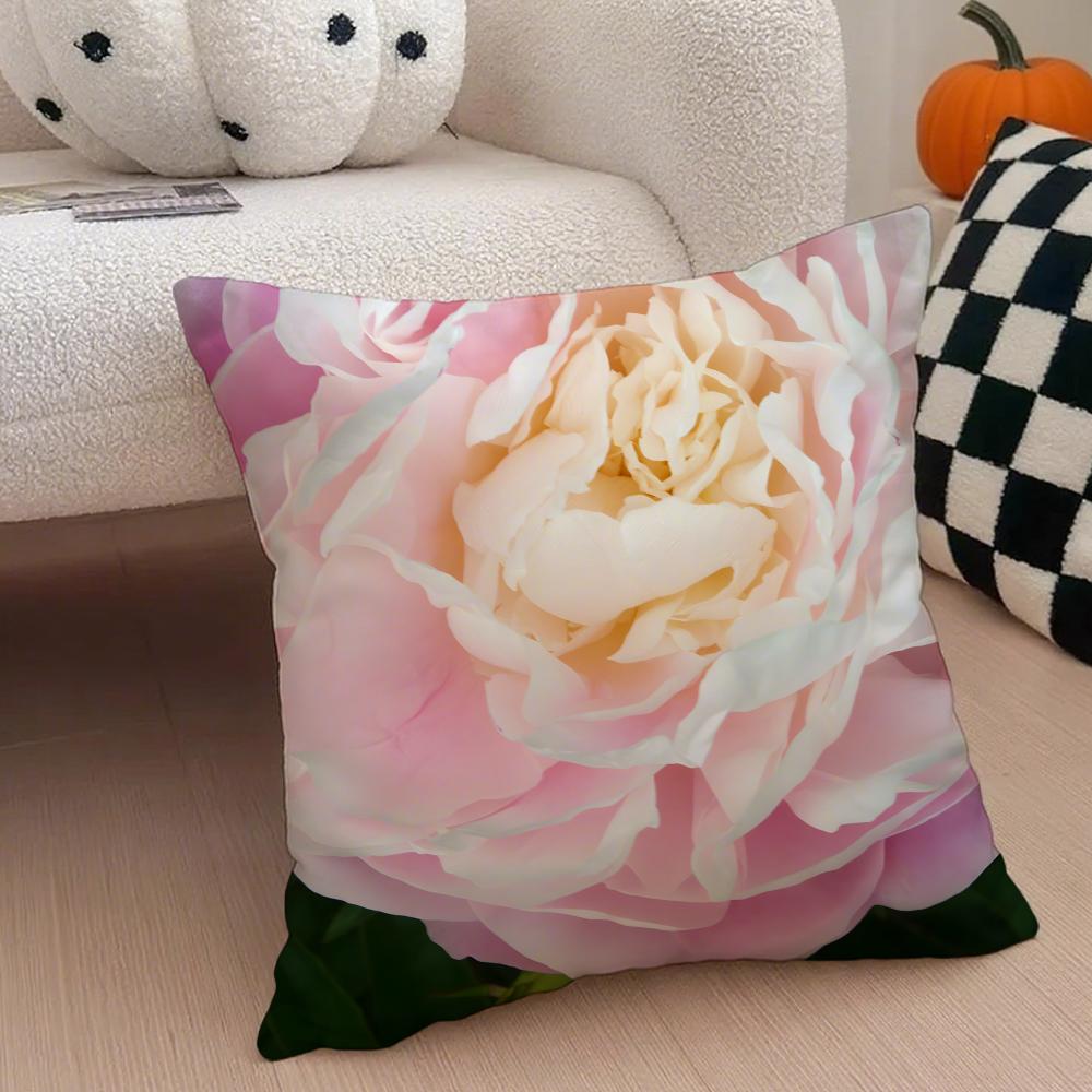 cheerful Natural Flowers in Photography Cushion Cover Throw Pillow Cover Hidden Button Durable Polyester Chair Cushion
