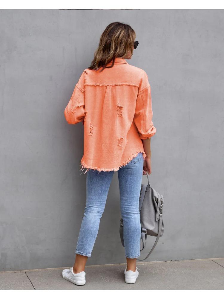 Solid Casual Loose Denim Shirts For Women Vintage Women's Oversized Shirts And Blouses Fashion Youth Female Tops