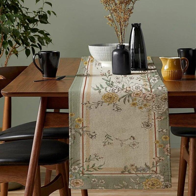 

1 шт. Скатерть-дорожка с цветочным принтом и мандалой, Бохо полиэстеровая скатерть-дорожка для столовой, Коттеджкор полиэстеровая подкладка для стола 33X183cm