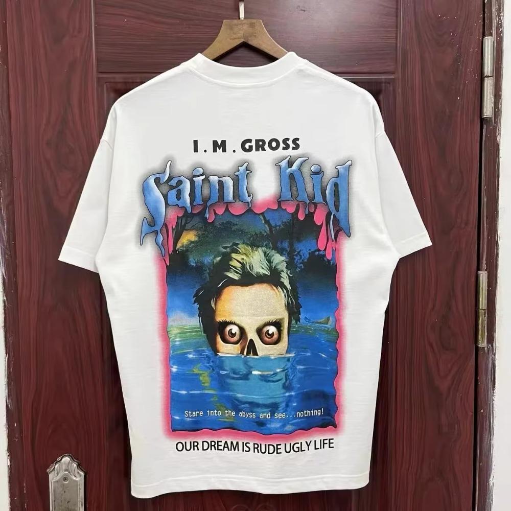 2024 New Summer Saint Michael Colorful Cartoon Comics Print Men Women T Shirt Top Quality Tee T-Shirt Cotton White Tops
