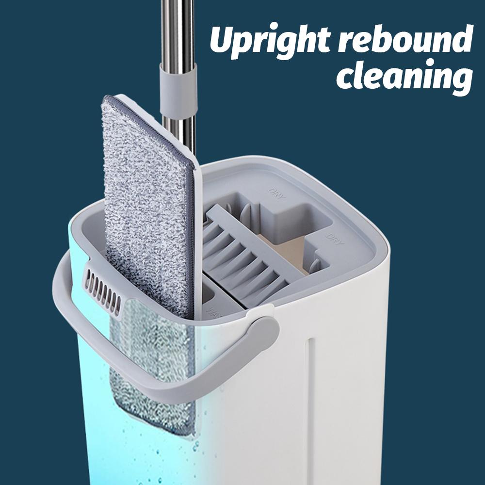 

Mop and Bucket with Wringer Set 47 Inch Long Stainless Steel Handle Wet and Dry Use Flat Mop Bucket System with 2 белый