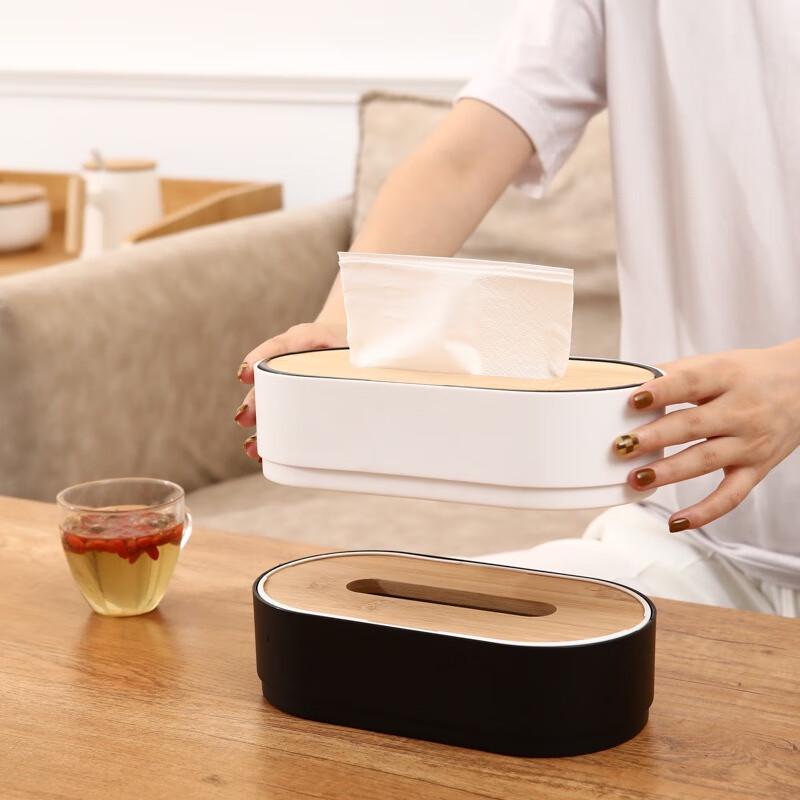 Automatic Lift Bamboo Tissue Box
