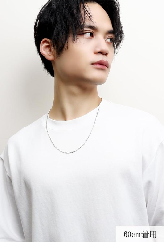 Phiten KJ [Limited Edition] Titanium Chain Necklace, Flat Azuki Bean Pattern, 1.8mm Width, 40-60cm (55cm), Made In Japan, Hypoallergenic