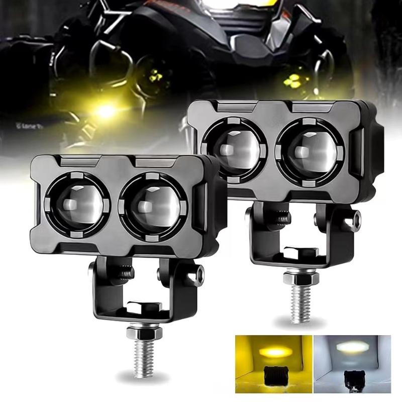 1/2Pcs Dual Color Motorcycle Headlight Fog Lamp Motorcycle Led Fog Lights Double Led Mini Driving Light