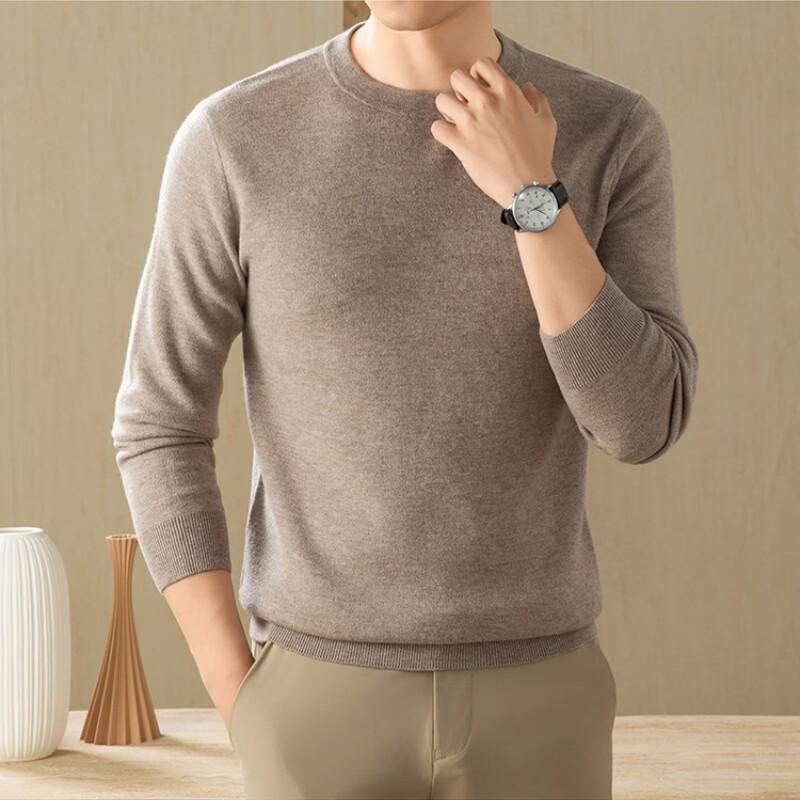 Hengyuanxiang Men's Thickened Pure Wool Winter Knit Pullover