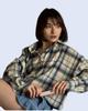 Women's Retro Plaid Long Sleeve Loose Lapel Shirt for Spring and Autumn