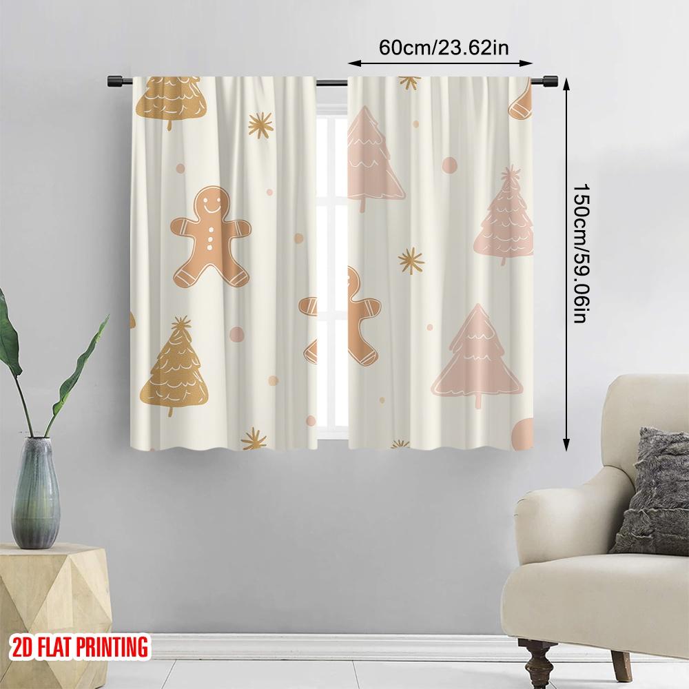 2 Stück, 2D-Flachdruck Beliebte Vorhänge Weihnachtsbaumschmuck Lebkuchenmann (3) Strapazierfähiges Polyester (ohne Stange) Dekorationen