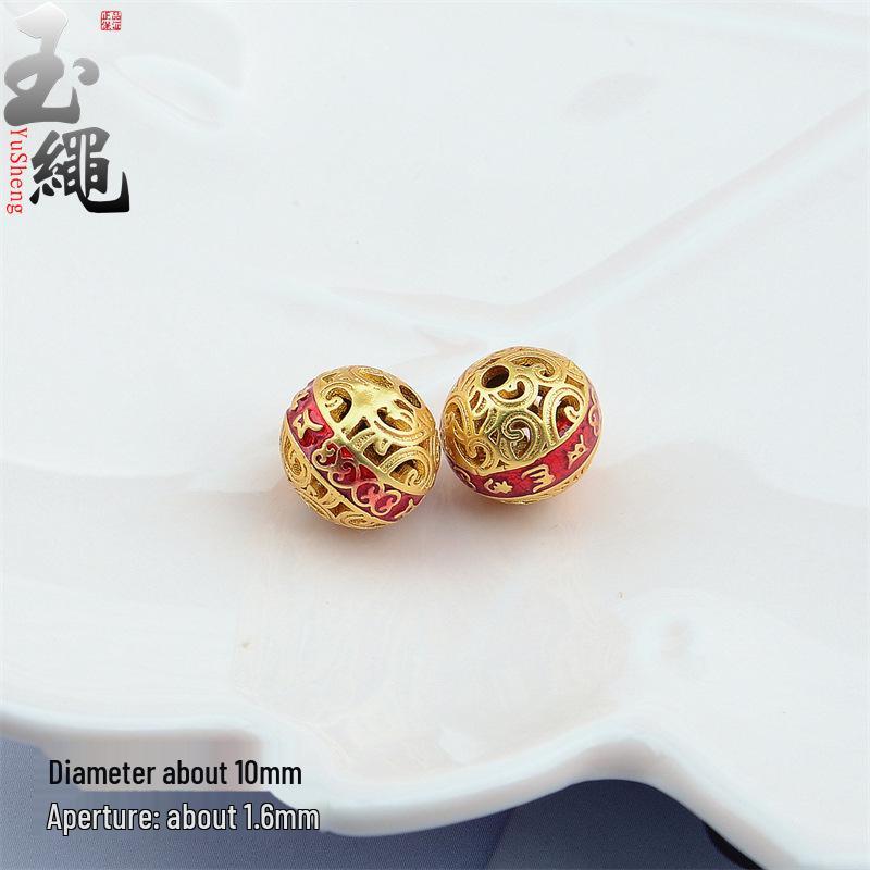 Ancient Gold Enamel Hollow Beads for DIY Bracelets & Necklaces