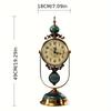 Vintage Luxury Iron Art Table Clock with Crackled Green Glass Dome Silent, Battery Powered Home Decor Accent, Golden Ornate Design for Living Room