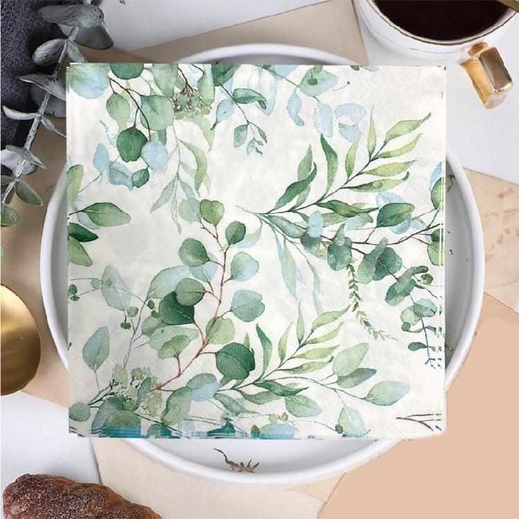 20PCs Eucalyptuses Patterneds Napkins Absorbent Dinnerware for Festives Gatherings