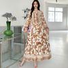 South East Asia People Cotton Floral Long Dress Bohemian Long Sleeve Loose Dress Fat Girl Plus Size Maternity Skirt