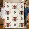 1 Piece, Cowboy-themed Cream-colored Flannel Blanket, Soft, Suitable for Sofa, Bed, Office, All-season Use.