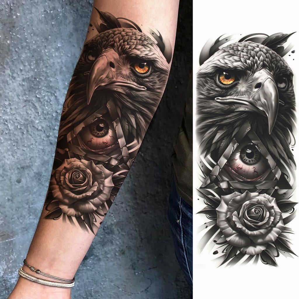 1 Sheet Creative Lion Temporary Tattoos For Men Women Adult, Waterproof Realistic Temp Fake Tattoo Sticker Long Lasting Body Art