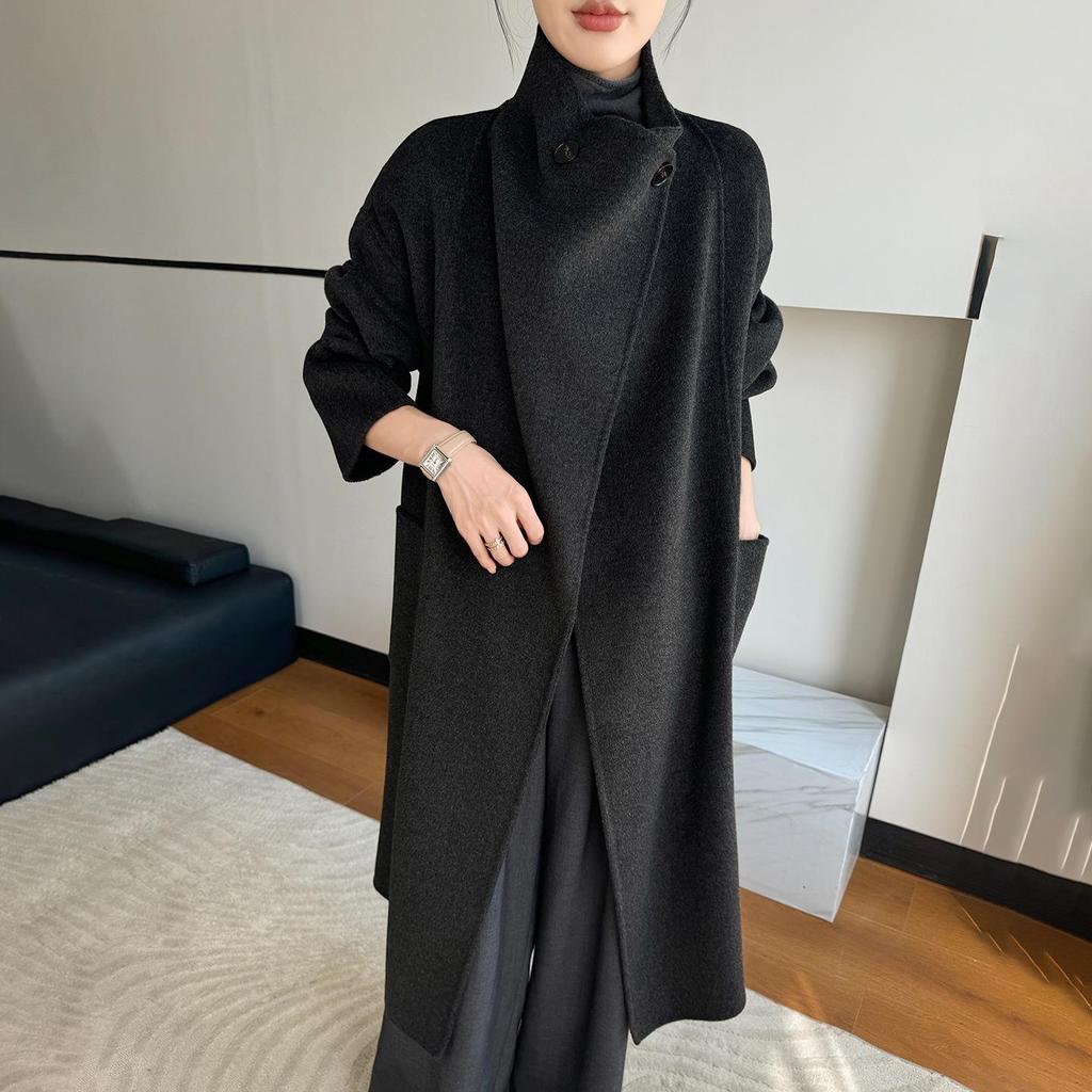 Damen Midilanger 2025 Kaschmirwolle Tweedmantel - Doppelseitig, Überknie, High-End Mode für Herbst/Winter