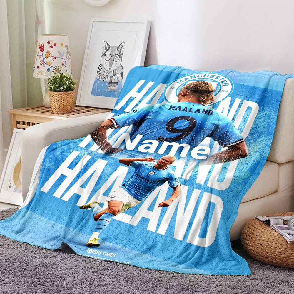 Custom Name Manchester City Theme Printed Blanket Perfect For Couch Bed Travel Outdoor Use Machine Washable Cozy Durable