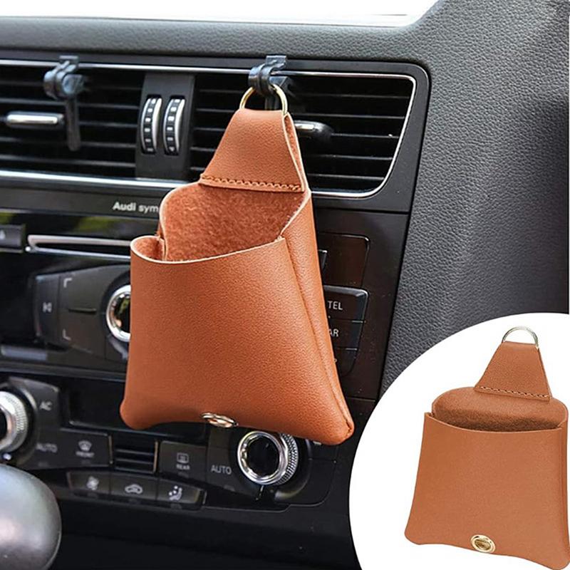 Car Vent Organizer Car Mobile Phone Holder PU Leather Phone Holder Storage Organizer Auto Mobile Phone Holder Pouch Car Leather