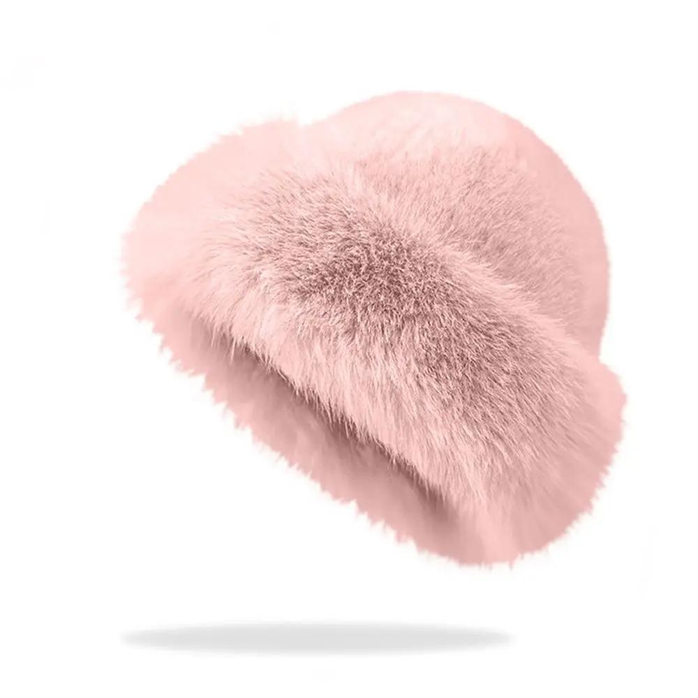 Fashion Windproof Winter Hat Wool Imitation Mink Hair Pullover Hat Warm Beret Ear Protection Cap
